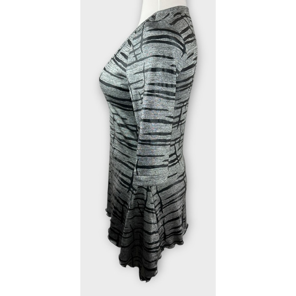 Joseph Ribkoff Silver Metallic Black Abstract Art Tunic Top Women's Size 10 - Picture 5 of 14